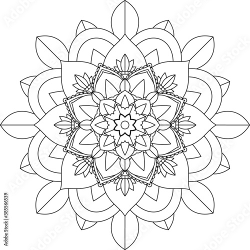 Easy Mandala coloring book simple and basic for beginners, seniors and children. Set of Mehndi flower pattern for Henna drawing and tattoo. Decoration in ethnic oriental, Indian style.