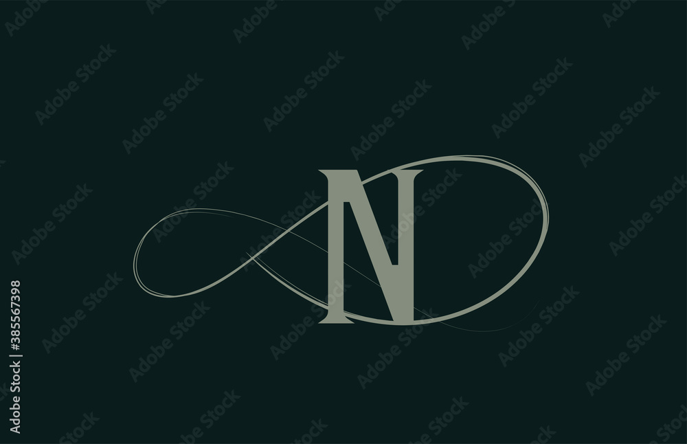 monogram elegant vintage N alphabet letter logo icon in green color. creative design for business and company