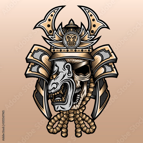 Samurai with old japanese army hat