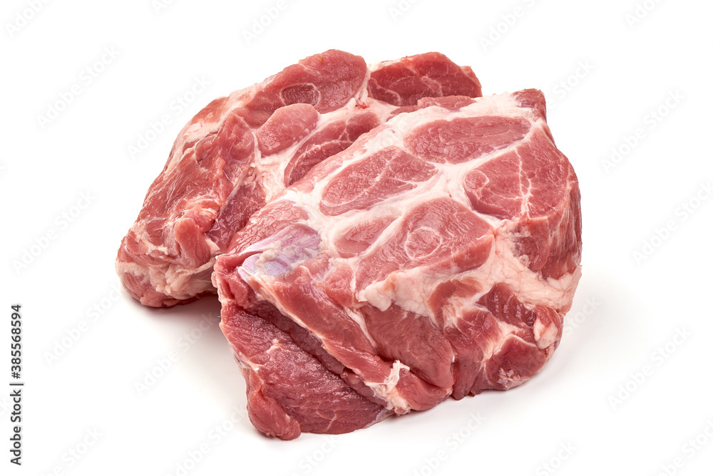 Raw pork meat, isolated on white background Raw pork meat, isolated on white background