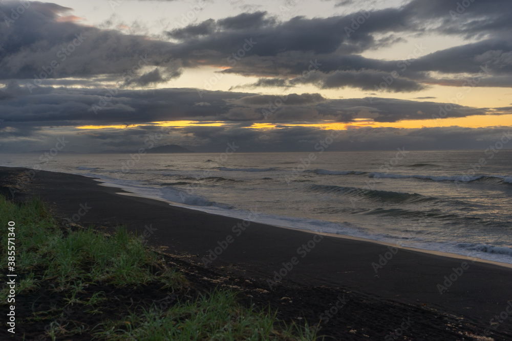 Khalaktyrsky beach with volcanic sand, Kamchatka Peninsula, Russia Khalaktyrsky beach with volcanic sand, Kamchatka Peninsula, Russia