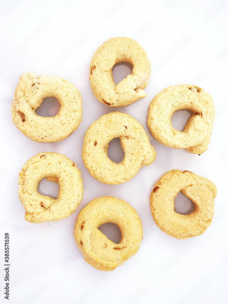 A healthy snack. Fennel seed rings with quality olive oil.