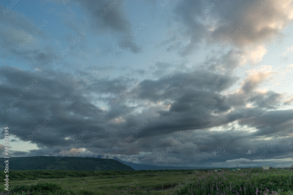 Sopka at dawn, near Khalaktyrsky beach, Kamchatka