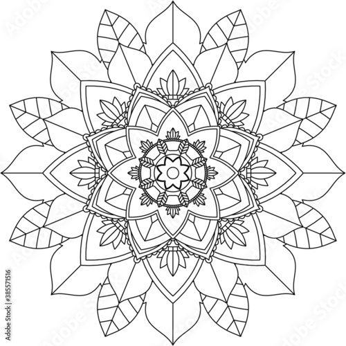 Easy Mandala coloring book simple and basic for beginners, seniors and children. Set of Mehndi flower pattern for Henna drawing and tattoo. Decoration in ethnic oriental, Indian style.
