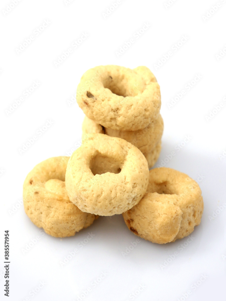 A healthy snack. Fennel seed rings with quality olive oil.