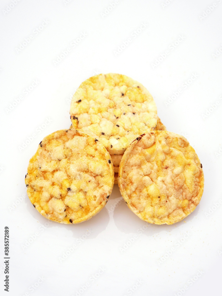 A healthy snack. Gluten-free corn thins with Spanish sage. A healthy snack. Gluten-free corn thins with Spanish sage.