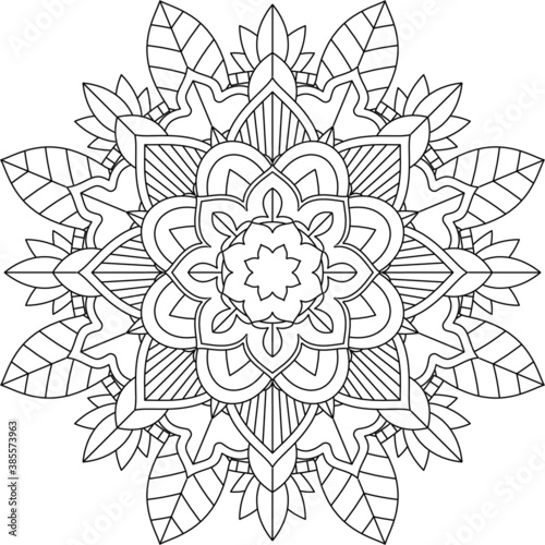 Easy Mandala coloring book simple and basic for beginners, seniors and children. Set of Mehndi flower pattern for Henna drawing and tattoo. Decoration in ethnic oriental, Indian style.