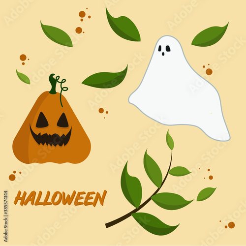 Halloween pumpkin and ghost set