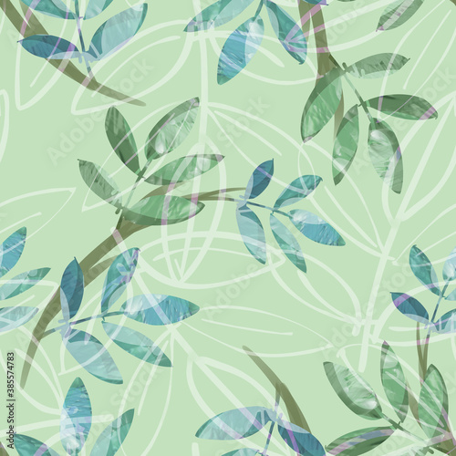 Leaves Seamless Pattern. Watercolor Illustration. 
