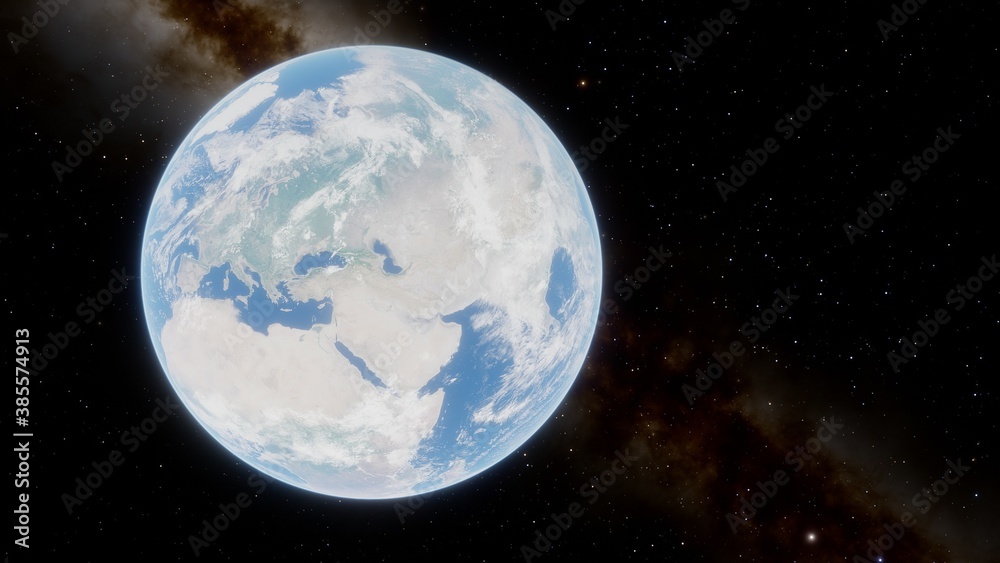 Earth planet viewed from space , 3d render of planet Earth