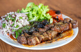 Delicious Turkish food; Adana kebab skewers