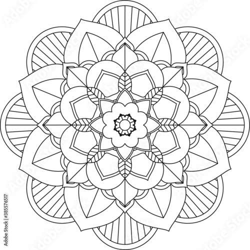 Easy Mandala coloring book simple and basic for beginners, seniors and children. Set of Mehndi flower pattern for Henna drawing and tattoo. Decoration in ethnic oriental, Indian style.
