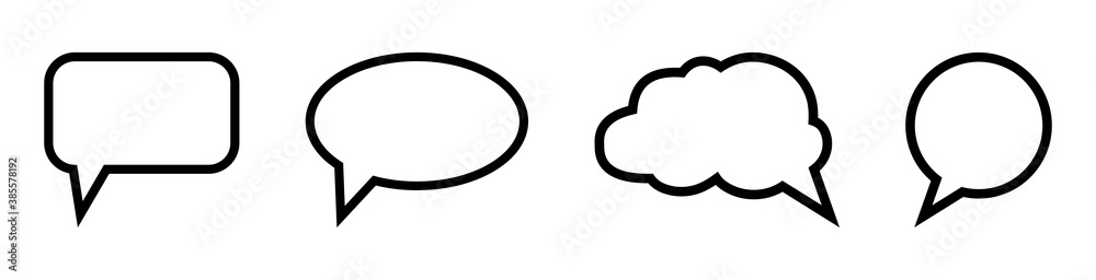 Speech bubble line icons design.Speech bubbles for apps and websites.Think sticker, comment speech and talk bubble icons on white background.Vector illustration Speech bubble line icons design.Speech bubbles for apps and websites.Think sticker, comment speech and talk bubble icons on white background.Vector illustration