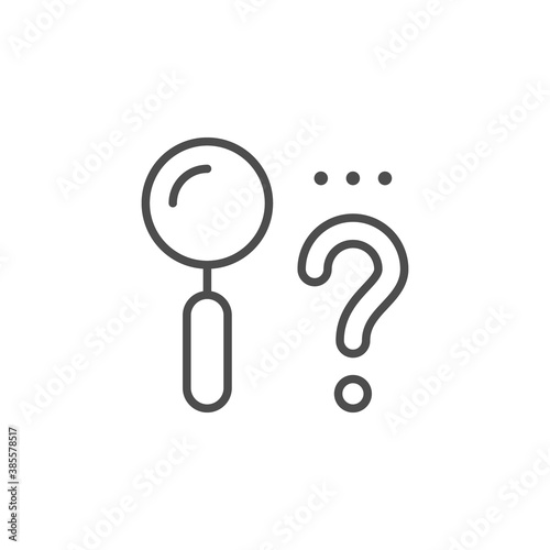 Finding solution line outline icon