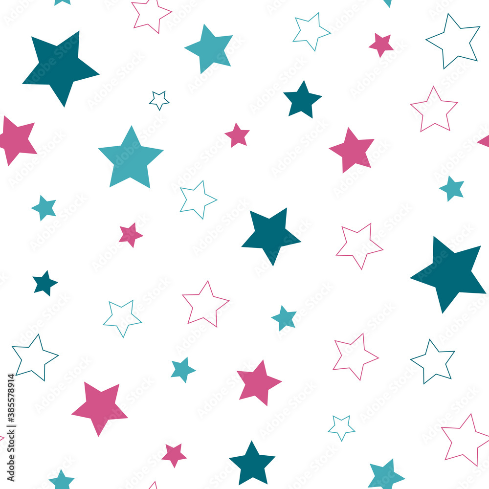 Asterisks. Seamless patterns. Design for fabric, wrapping paper, background, wallpaper. Vector.	