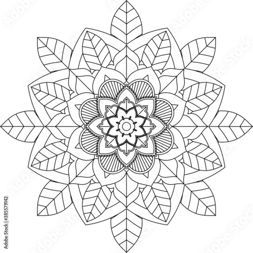 Easy Mandala coloring book simple and basic for beginners, seniors and children. Set of Mehndi flower pattern for Henna drawing and tattoo. Decoration in ethnic oriental, Indian style.