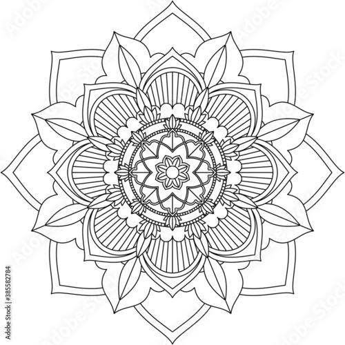 Easy Mandala coloring book simple and basic for beginners, seniors and children. Set of Mehndi flower pattern for Henna drawing and tattoo. Decoration in ethnic oriental, Indian style.