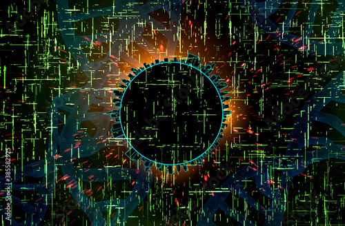 Matrix City Simulation 3D Illustration