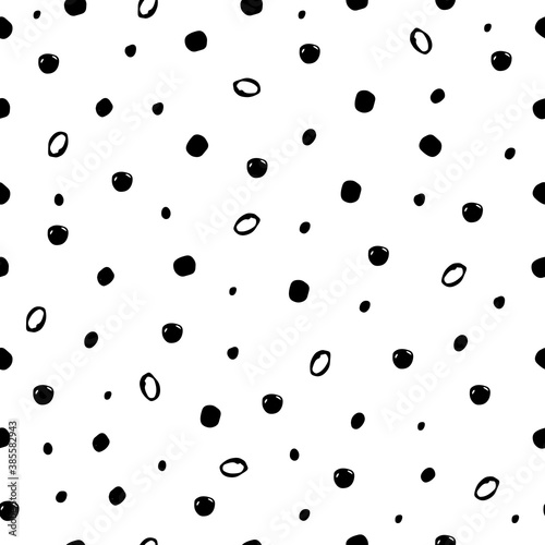 Dot doodle seamless pattern, handdrawn vector illustration.