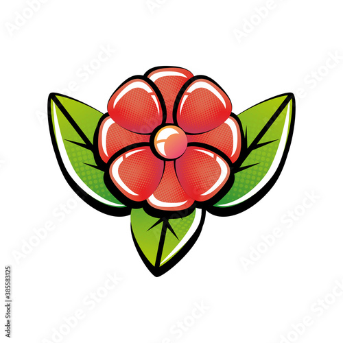 flower pop art style on white background