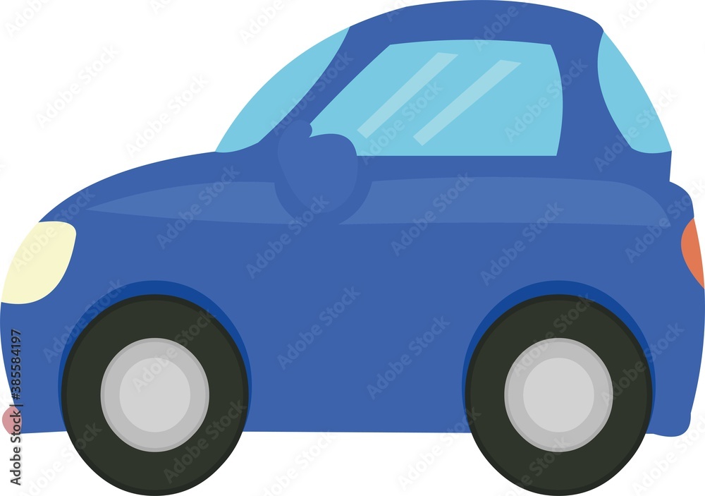 Vector emoticon illustration of a simple blue car Vector emoticon illustration of a simple blue car