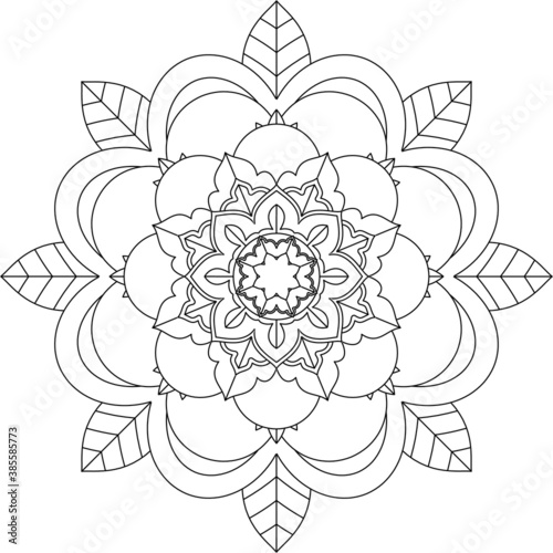 Easy Mandala coloring book simple and basic for beginners, seniors and children. Set of Mehndi flower pattern for Henna drawing and tattoo. Decoration in ethnic oriental, Indian style.