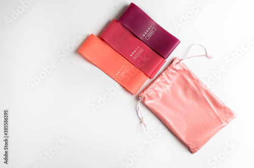 Multicolored Exercise Rubber Band Fitness on white background