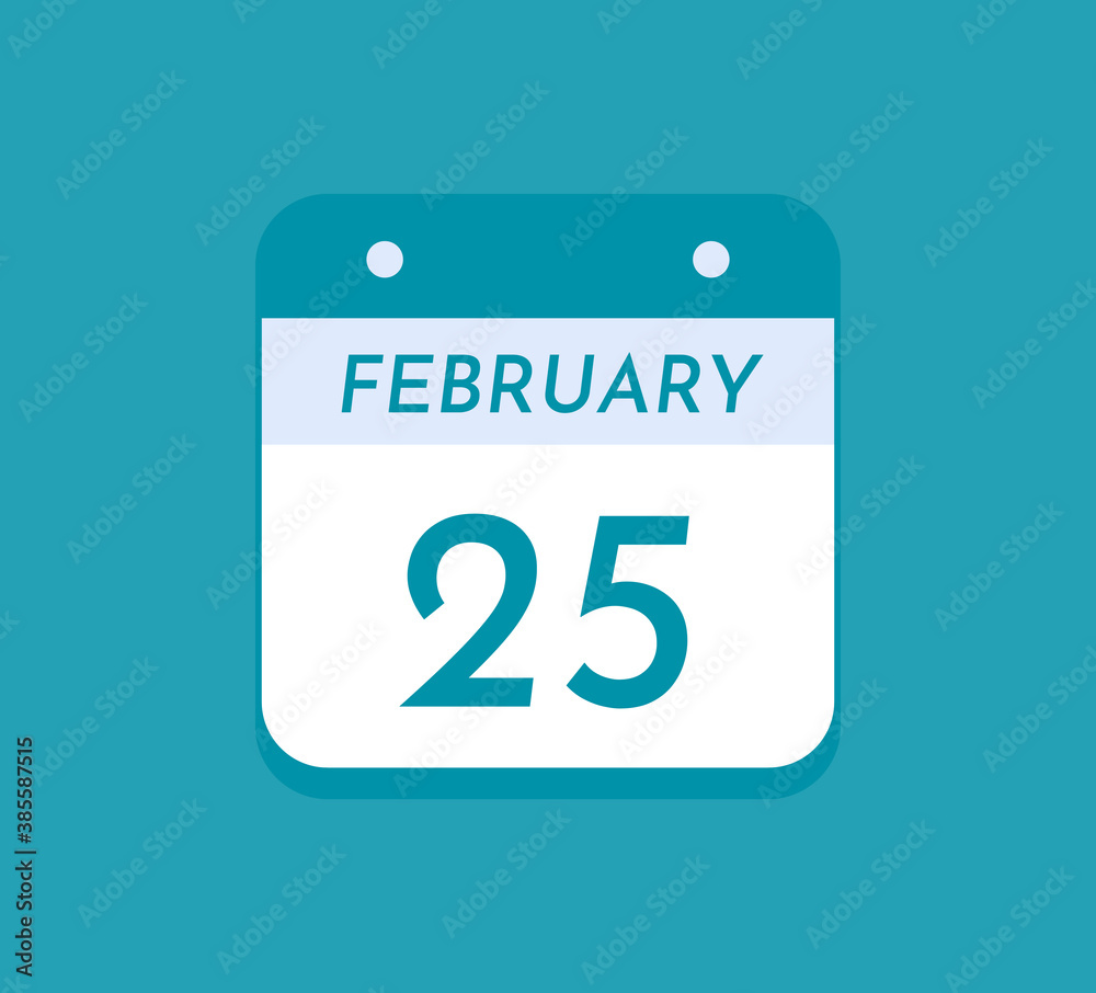 February 25 Single Day Calendar, 25 February February 25 Single Day Calendar, 25 February