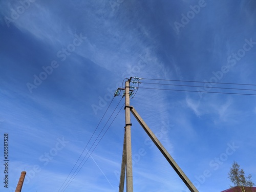 electronic pole with wires against the sky © Левон Мартиросян
