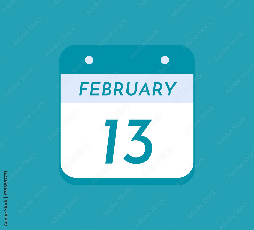 February 13 Single Day Calendar, 13 February February 13 Single Day Calendar, 13 February