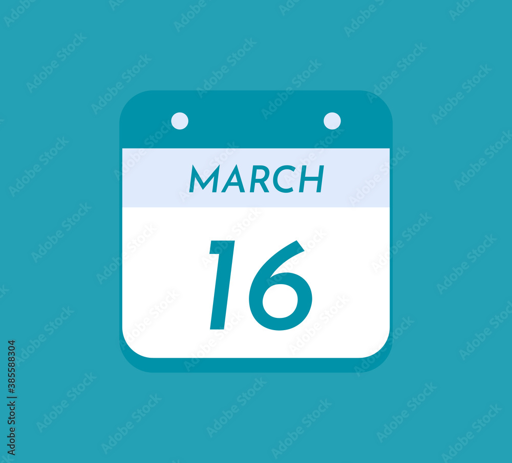 March 16 Single Day Calendar, 16 March March 16 Single Day Calendar, 16 March