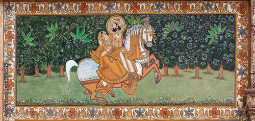 Exterior detail - wall decoration of famous Mehrangarh Fort in Jodhpur, Rajasthan, India