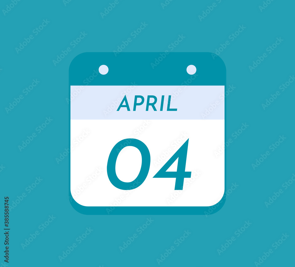 April 4 Single Day Calendar, 4 April