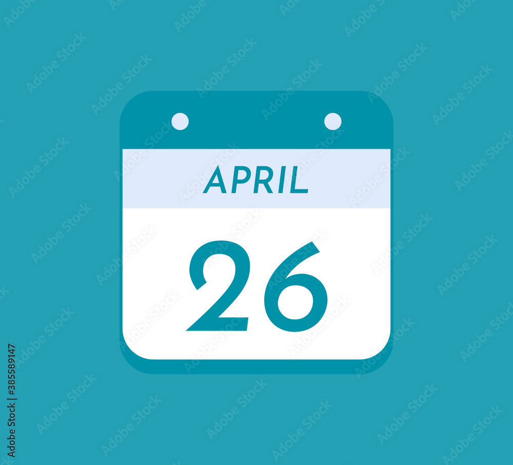 April 26 Single Day Calendar, 26 April April 26 Single Day Calendar, 26 April