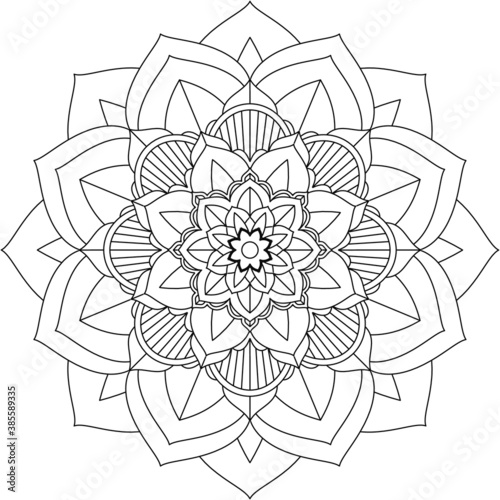Easy Mandala coloring book simple and basic for beginners, seniors and children. Set of Mehndi flower pattern for Henna drawing and tattoo. Decoration in ethnic oriental, Indian style.
