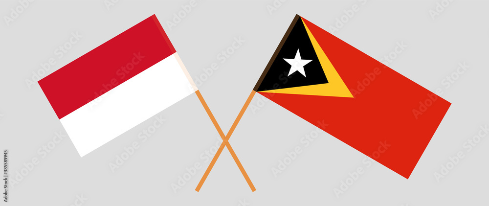Crossed flags of East Timor and Indonesia Crossed flags of East Timor and Indonesia