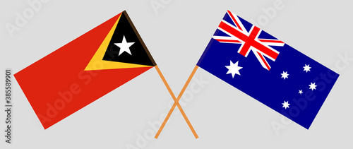 Crossed flags of East Timor and Australia