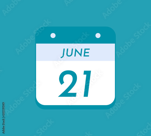 June 21 Single Day Calendar, 21 June