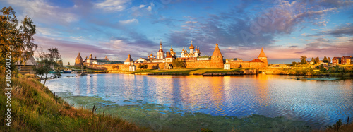 Solovetsky Monastery with towers and temples on the Solovetsky Islands