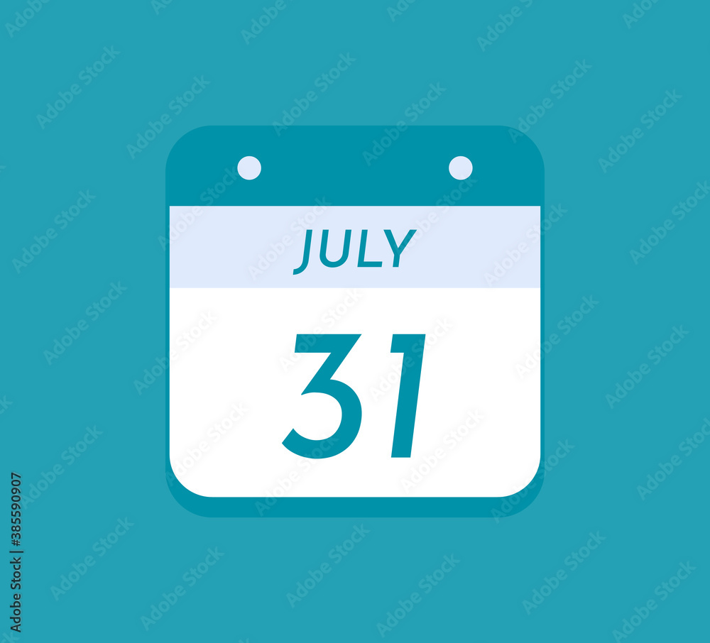 July 31 Single Day Calendar, 01 July July 31 Single Day Calendar, 01 July