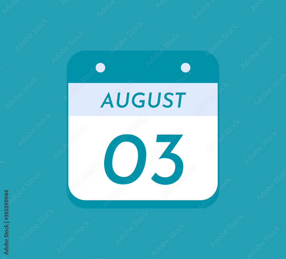 August 3 Single Day Calendar, 3 August 