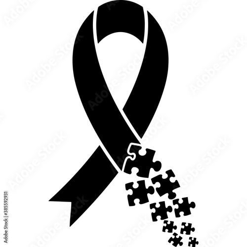 Autism Awareness Ribbon Silhouette Vector
