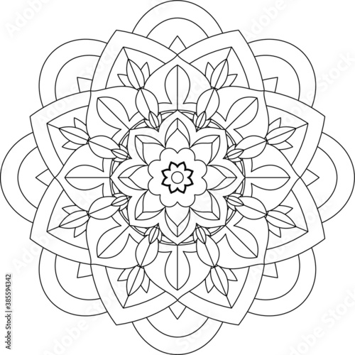 Easy Mandala coloring book simple and basic for beginners, seniors and children. Set of Mehndi flower pattern for Henna drawing and tattoo. Decoration in ethnic oriental, Indian style.