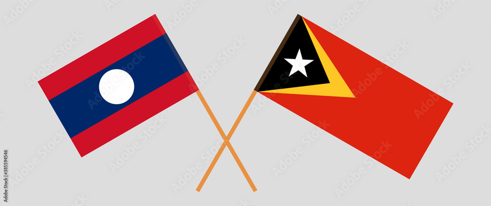 Crossed flags of East Timor and Laos Crossed flags of East Timor and Laos