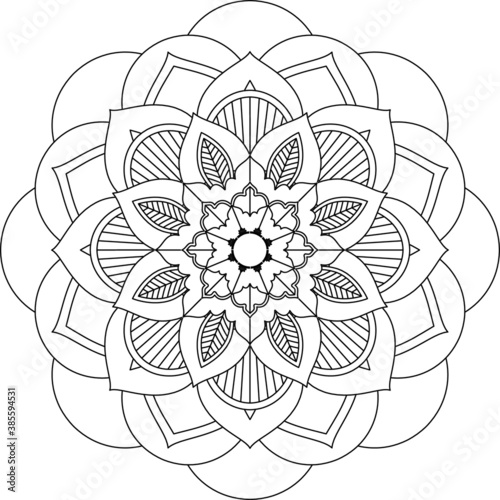 Easy Mandala coloring book simple and basic for beginners, seniors and children. Set of Mehndi flower pattern for Henna drawing and tattoo. Decoration in ethnic oriental, Indian style.