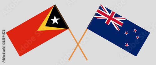 Crossed flags of East Timor and New Zealand