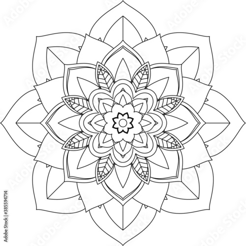 Easy Mandala coloring book simple and basic for beginners, seniors and children. Set of Mehndi flower pattern for Henna drawing and tattoo. Decoration in ethnic oriental, Indian style.