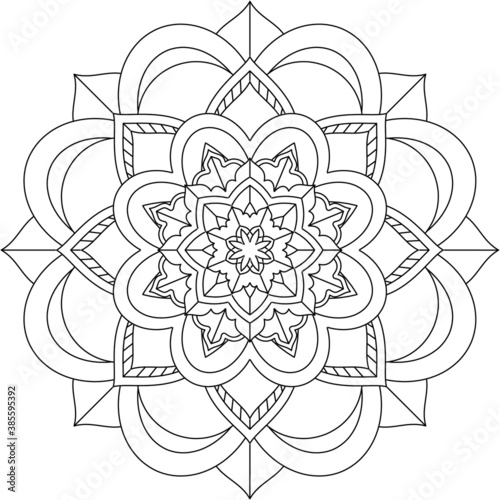 Easy Mandala coloring book simple and basic for beginners, seniors and children. Set of Mehndi flower pattern for Henna drawing and tattoo. Decoration in ethnic oriental, Indian style.