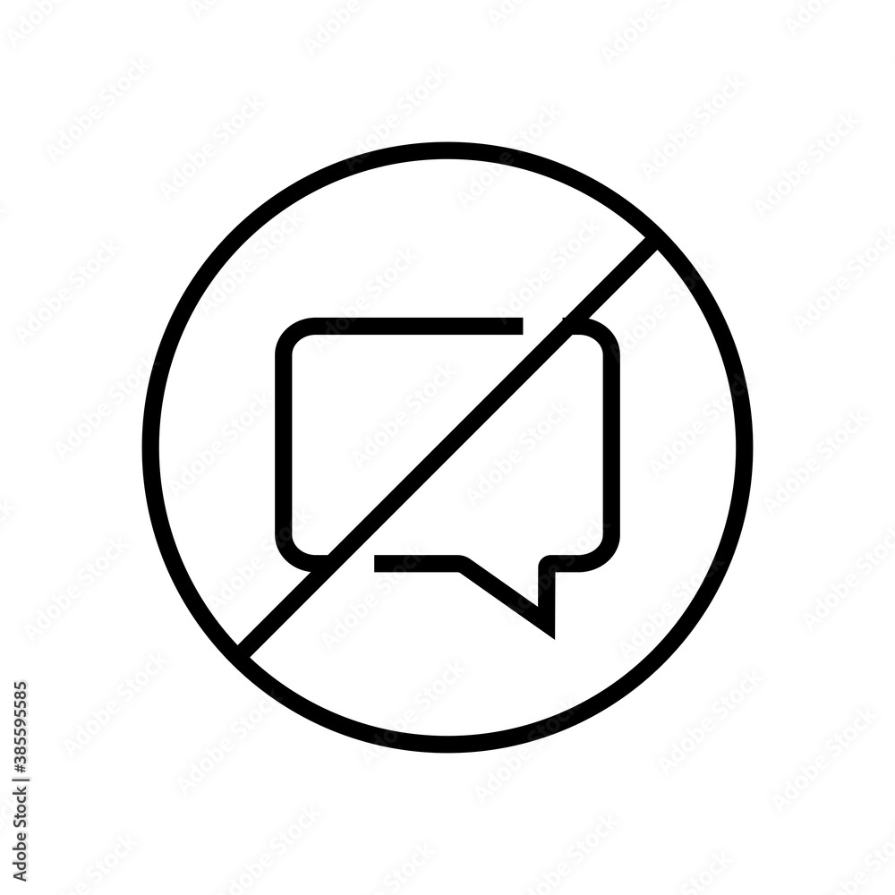 Ban icon Messages. Editable stroke. Communication linear icon. Vector illustration Isolated