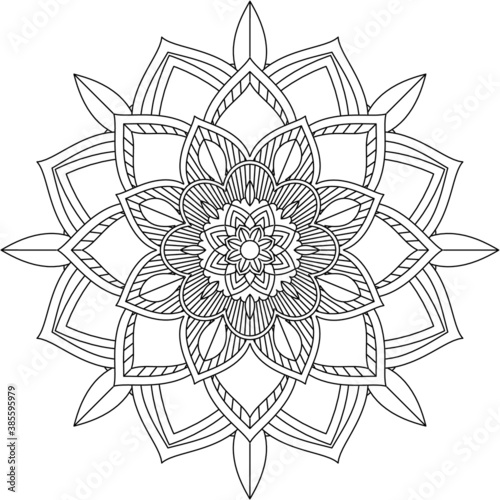 Easy Mandala coloring book simple and basic for beginners, seniors and children. Set of Mehndi flower pattern for Henna drawing and tattoo. Decoration in ethnic oriental, Indian style.